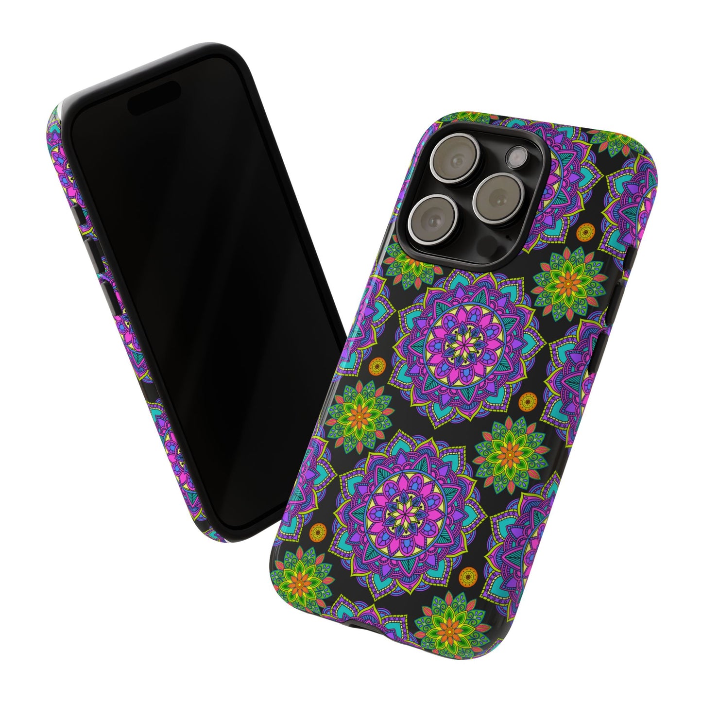 Tough Phone Cover - Colorful Floral , Bohemian Style Smartphone Cover, Gift for Her, Vibrant Mandala Design, Unique Phone Accessory