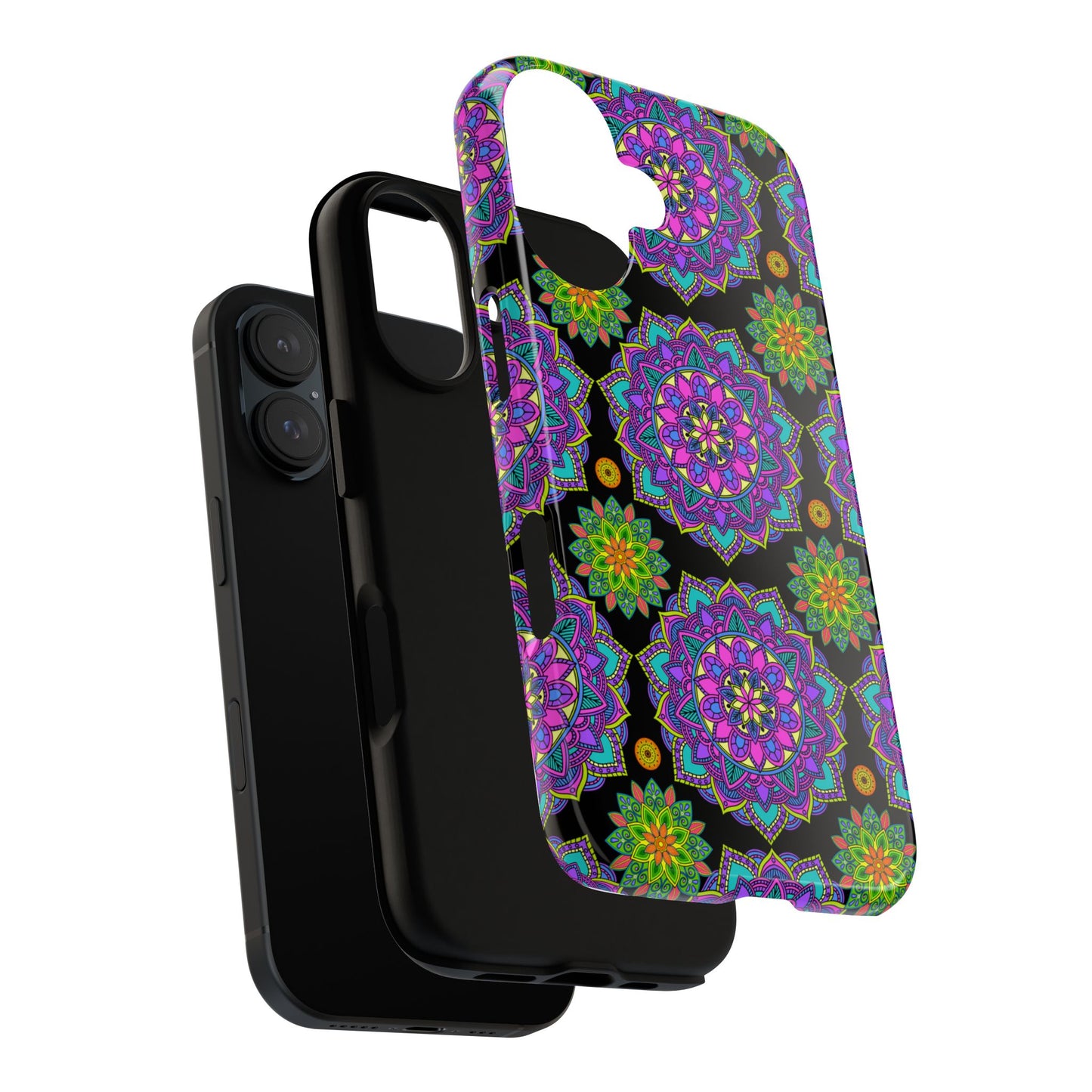 Tough Phone Cover - Colorful Floral , Bohemian Style Smartphone Cover, Gift for Her, Vibrant Mandala Design, Unique Phone Accessory