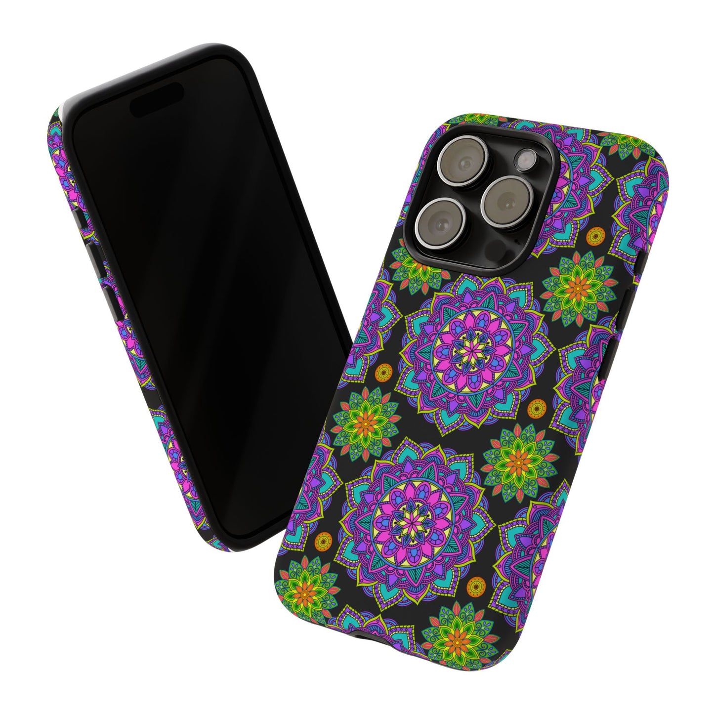 Tough Phone Cover - Colorful Floral , Bohemian Style Smartphone Cover, Gift for Her, Vibrant Mandala Design, Unique Phone Accessory