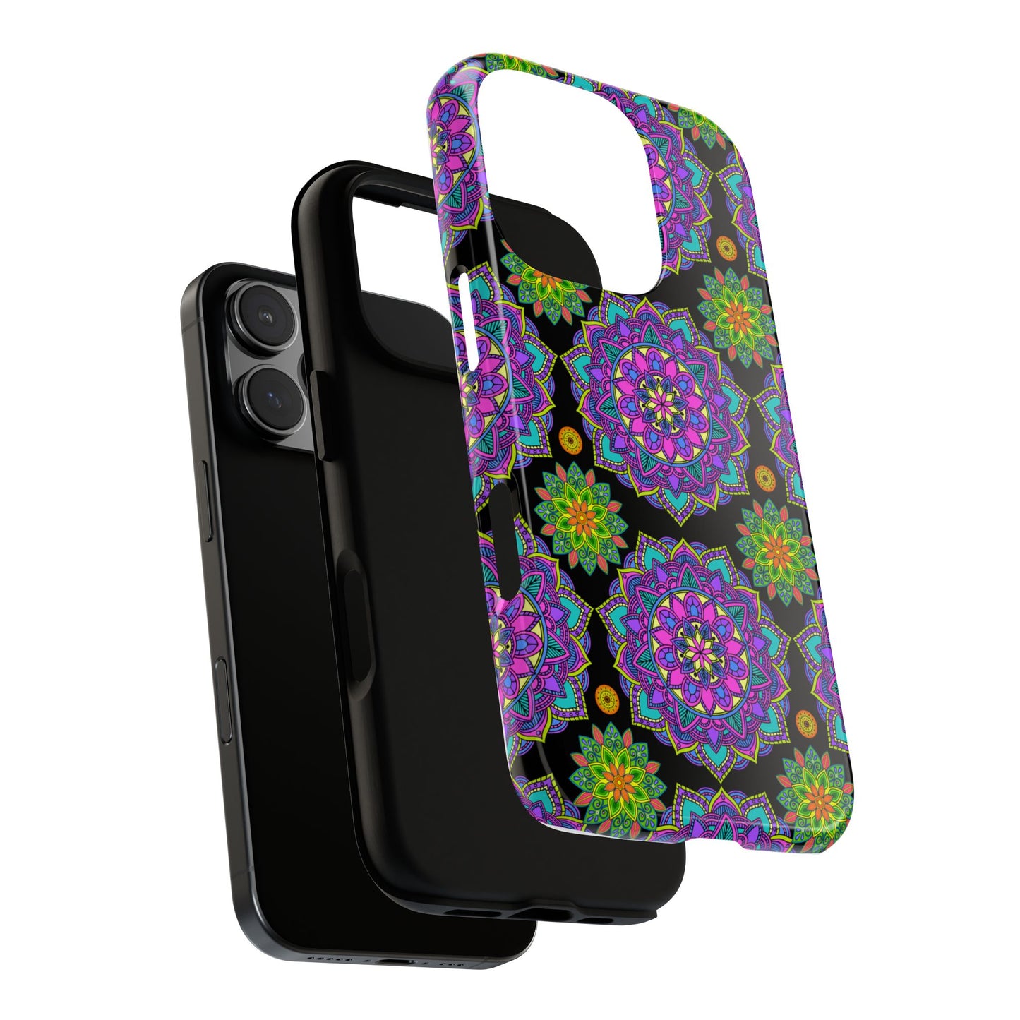 Tough Phone Cover - Colorful Floral , Bohemian Style Smartphone Cover, Gift for Her, Vibrant Mandala Design, Unique Phone Accessory