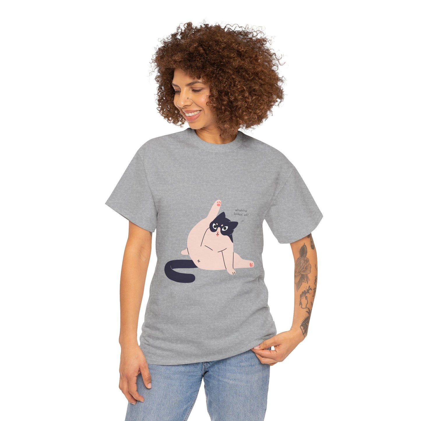 Funny Cat T-Shirt- Unisex Heavy Cotton Tee, Cute Gifts for Cat Lovers