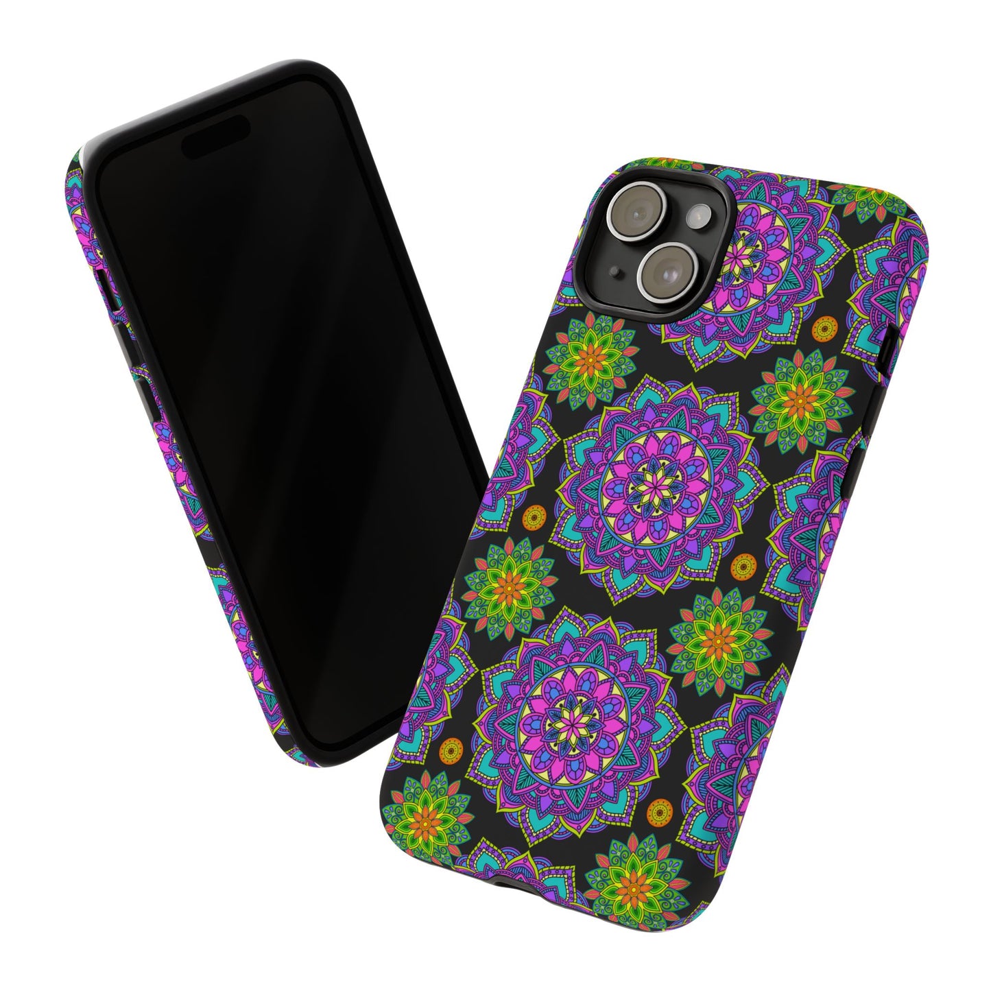 Tough Phone Cover - Colorful Floral , Bohemian Style Smartphone Cover, Gift for Her, Vibrant Mandala Design, Unique Phone Accessory