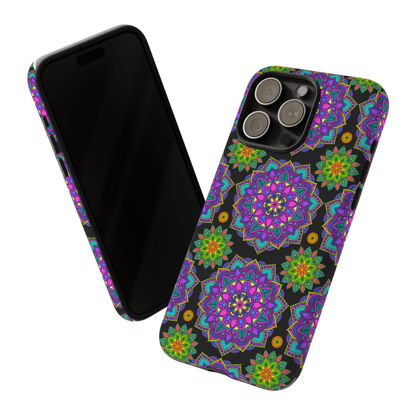 Tough Phone Cover - Colorful Floral , Bohemian Style Smartphone Cover, Gift for Her, Vibrant Mandala Design, Unique Phone Accessory