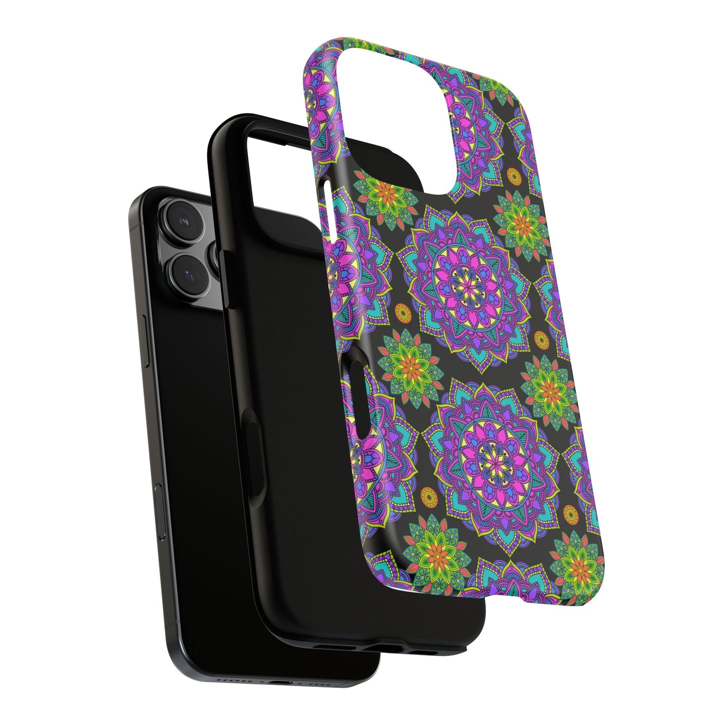 Tough Phone Cover - Colorful Floral , Bohemian Style Smartphone Cover, Gift for Her, Vibrant Mandala Design, Unique Phone Accessory