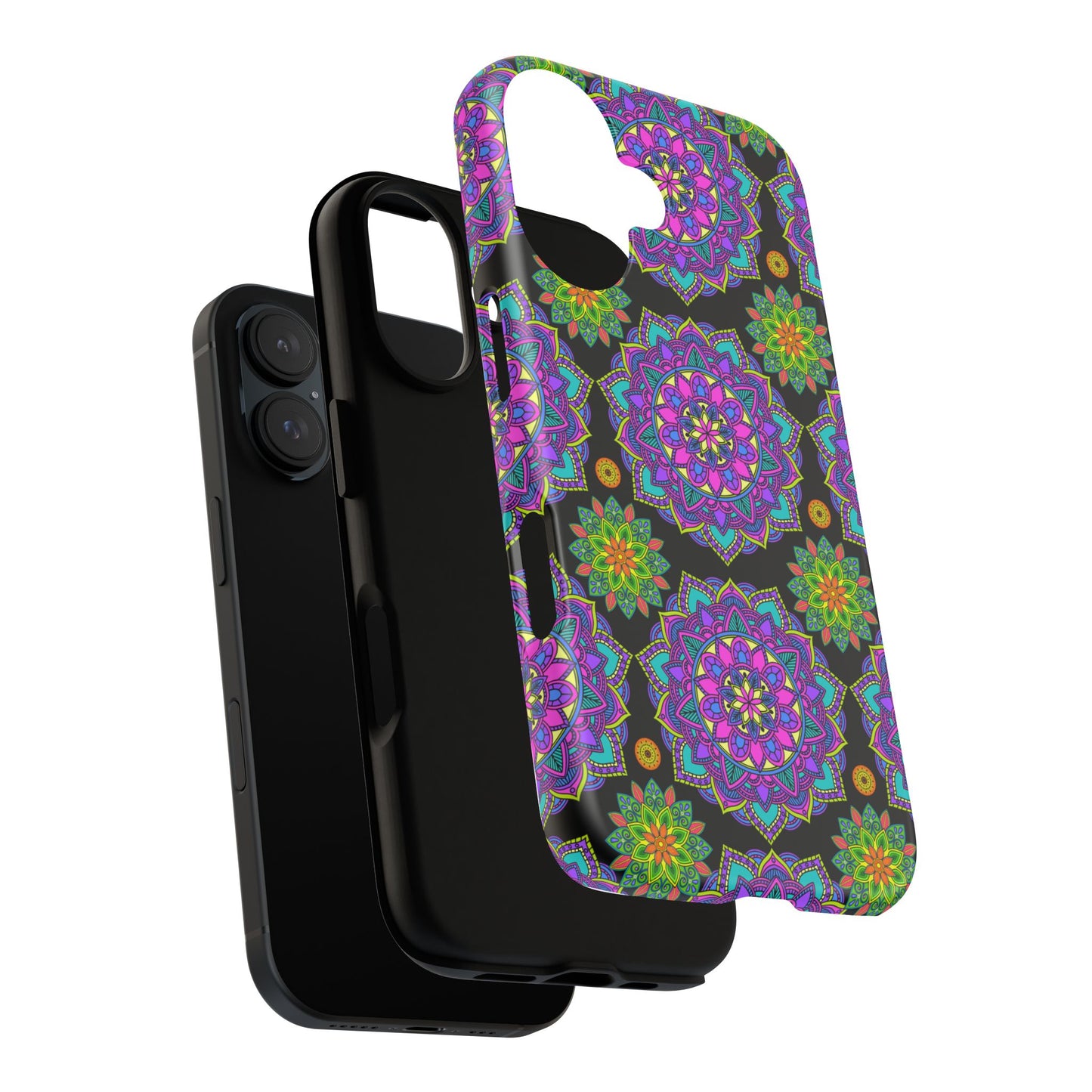 Tough Phone Cover - Colorful Floral , Bohemian Style Smartphone Cover, Gift for Her, Vibrant Mandala Design, Unique Phone Accessory