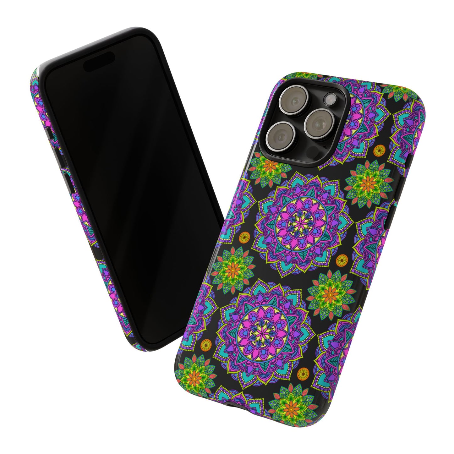 Tough Phone Cover - Colorful Floral , Bohemian Style Smartphone Cover, Gift for Her, Vibrant Mandala Design, Unique Phone Accessory
