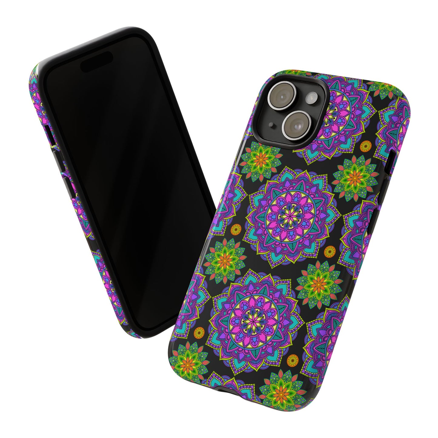 Tough Phone Cover - Colorful Floral , Bohemian Style Smartphone Cover, Gift for Her, Vibrant Mandala Design, Unique Phone Accessory