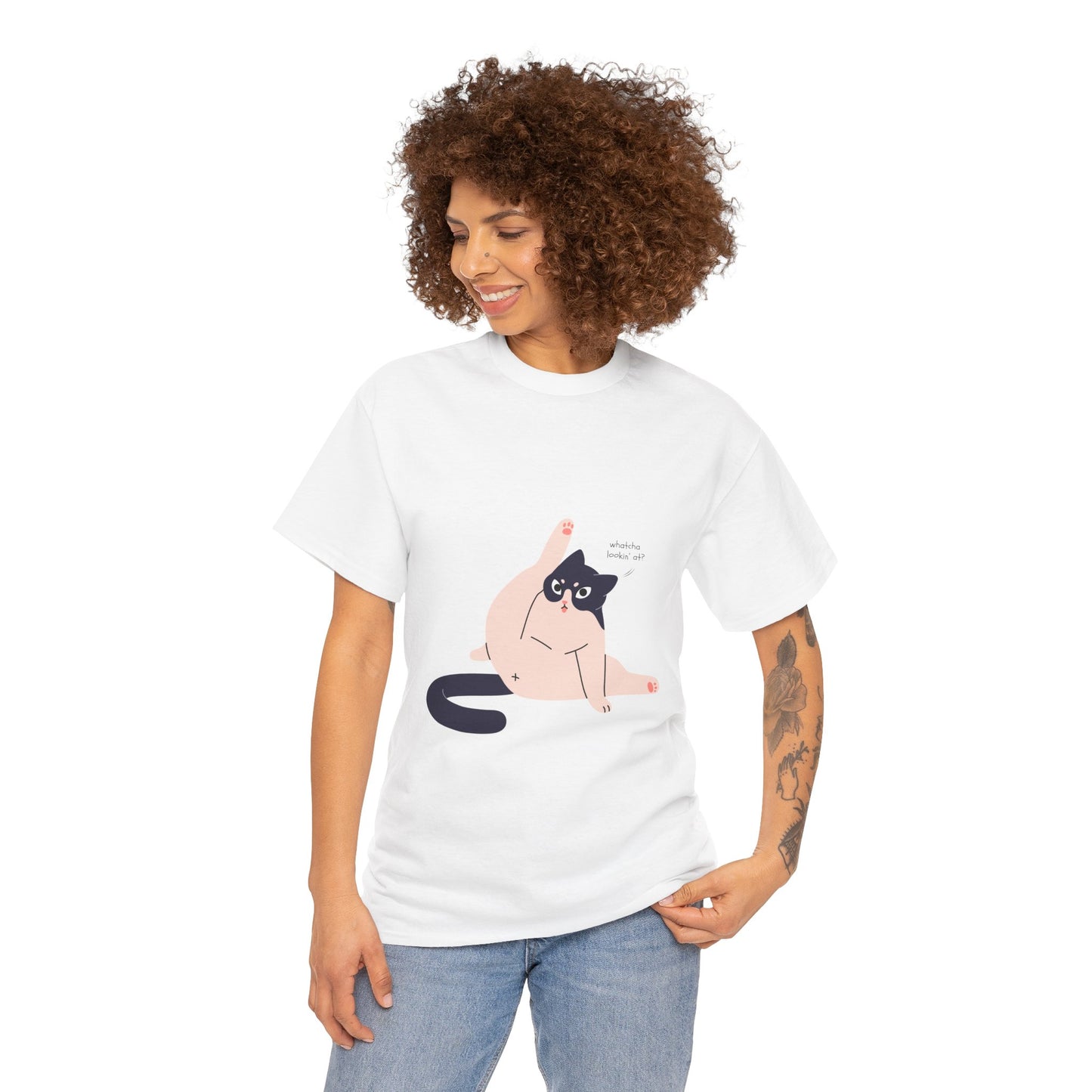 Funny Cat T-Shirt- Unisex Heavy Cotton Tee, Cute Gifts for Cat Lovers