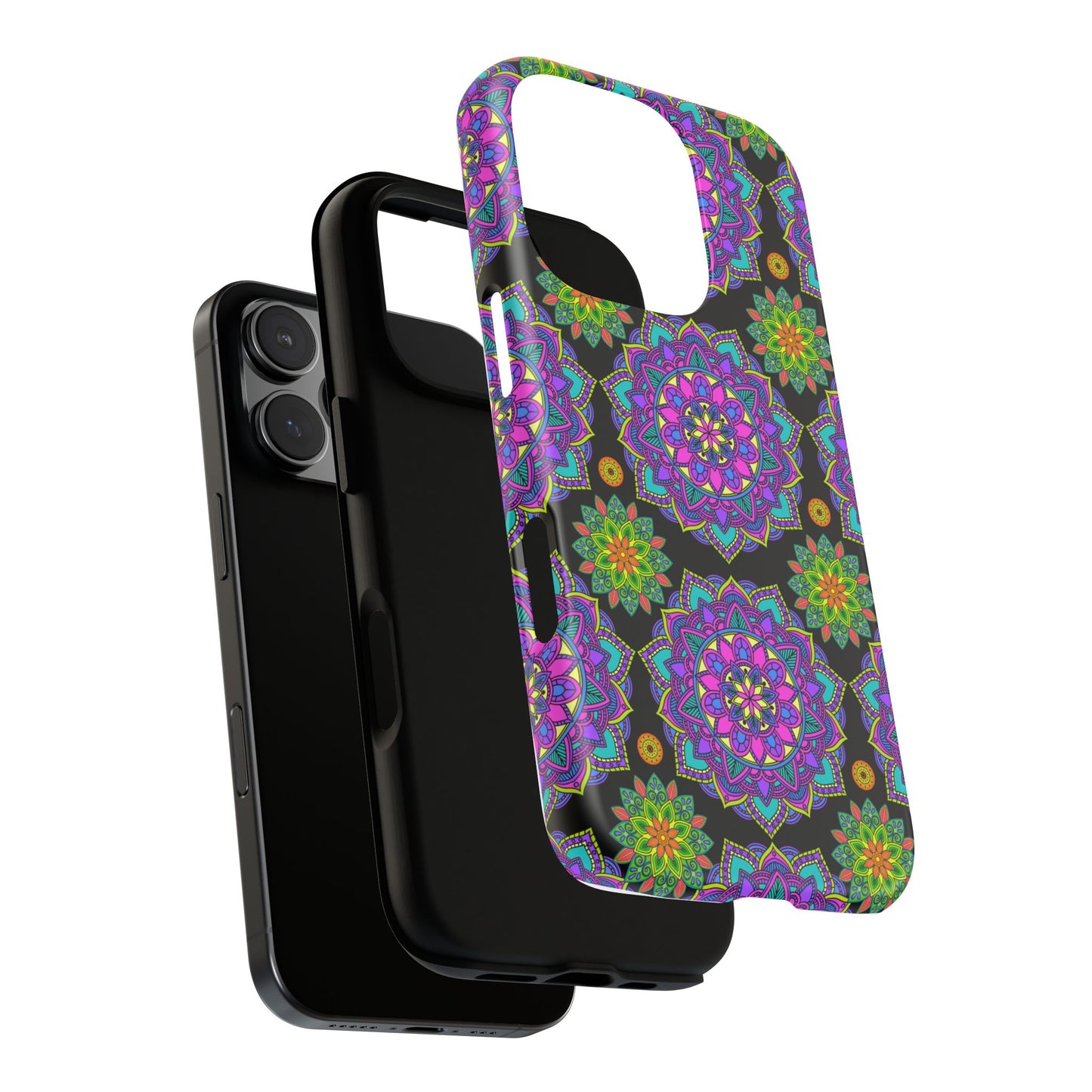 Tough Phone Cover - Colorful Floral , Bohemian Style Smartphone Cover, Gift for Her, Vibrant Mandala Design, Unique Phone Accessory