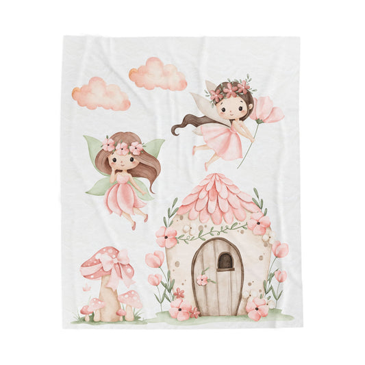 Whimsical Fairy Plush Blanket | Cozy Kids Blanket, Baby Shower Gift, Nursery Decor, Fantasy Home Decor, Soft Throw