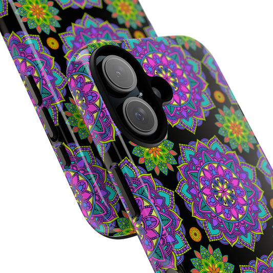Tough Phone Cover - Colorful Floral , Bohemian Style Smartphone Cover, Gift for Her, Vibrant Mandala Design, Unique Phone Accessory
