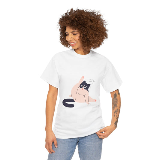Funny Cat T-Shirt- Unisex Heavy Cotton Tee, Cute Gifts for Cat Lovers